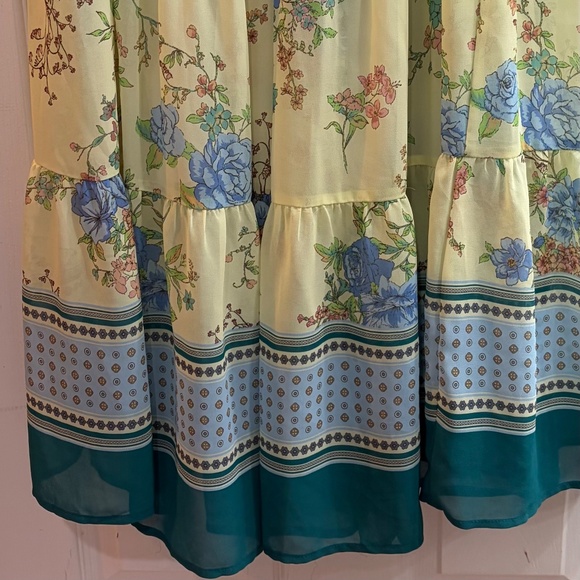 NEW EASEL BORDER PRINTED CHALLIS MAXI DRESS FLOWY LOOSE FLORAL SIZE SMALL LINED - Picture 4 of 8